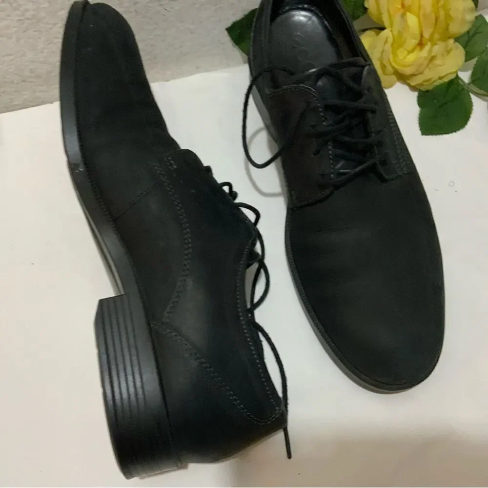 ECCO Mens Dress Shoes Black Leather Lace Up Dress Shoes EU 45 USA 11
